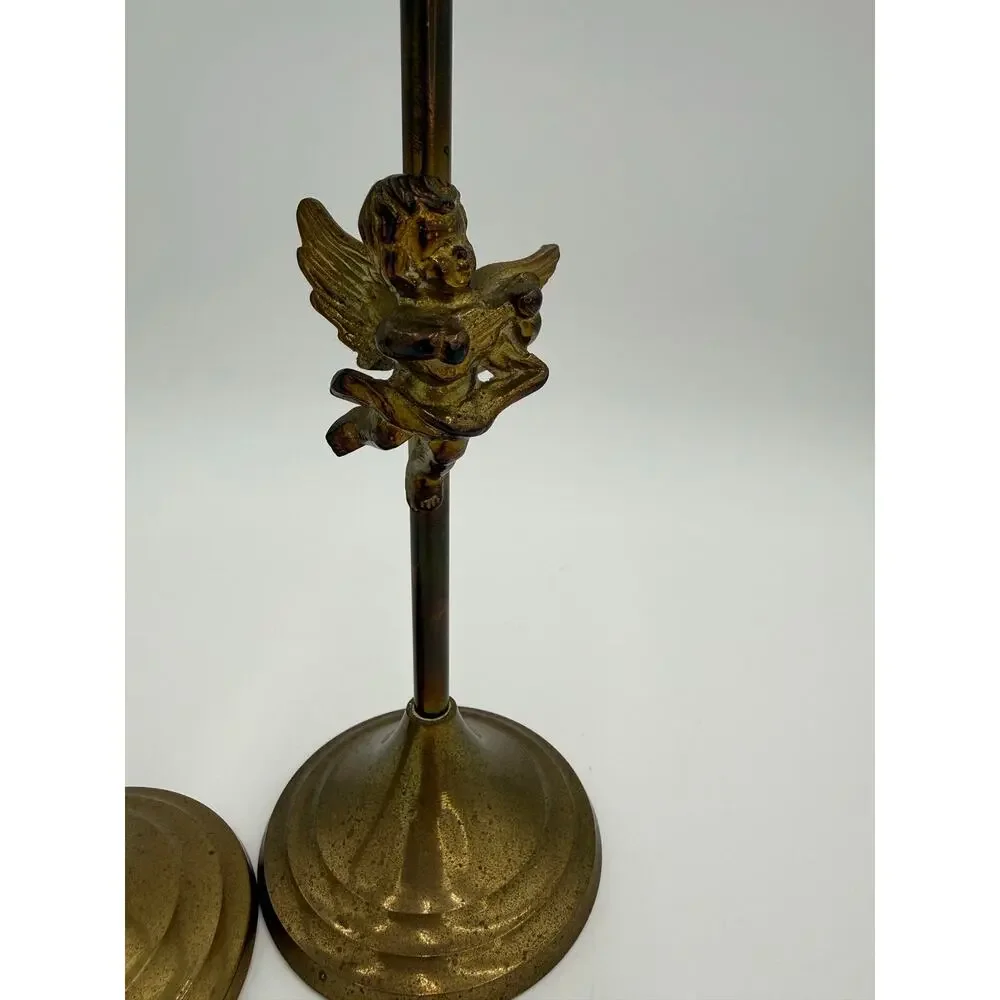 1950's Brass Cherub Candlesticks Holders